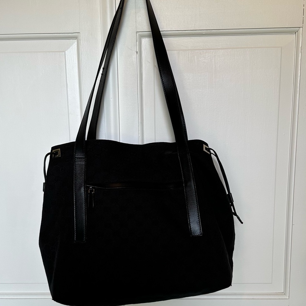 Gucci Black Logo Canvas Tote Bag